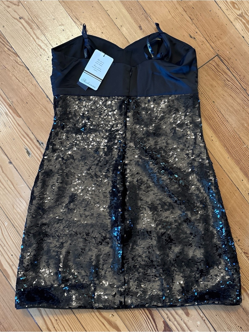 Shoshanna Women's Black Twist-Front Sequin Mini Dress Size 2 - Picture 2 of 7